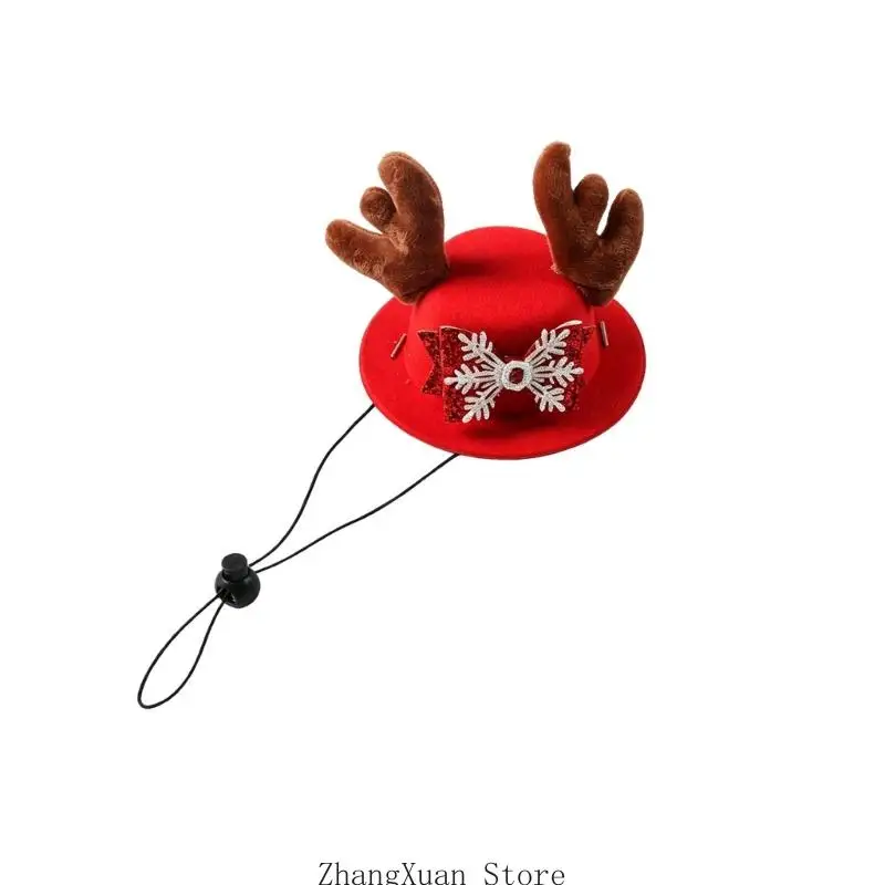 Weihnachtskostüm-Mütze, Pet Antler Cosplay-Zubehör, Katzen- und Hunde-Fotobekleidung 3XUF – Detail 5
