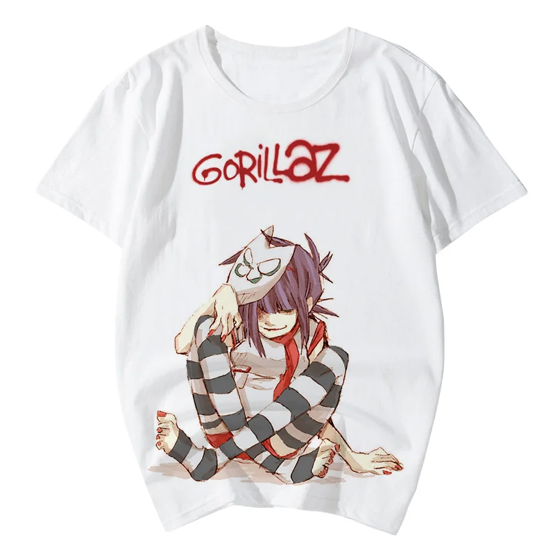 Rock Band T-Shirts Gorillaz Printed Men Women Casual Short Sleeve Cotton T Shirt Streetwear Harajuku Unisex Tees Tops Clothing