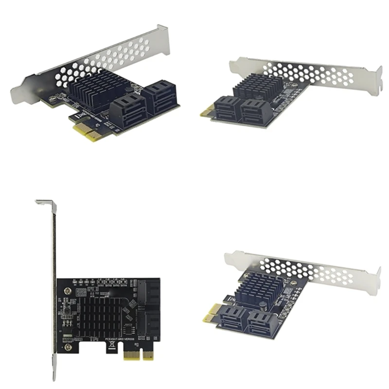 PCIE X1 to SATA3.0 Controller Card 4-Port SATA3.0 6Gbps Expansion Card SATA3.0 Expansion Card with Low Profile Bracket Dropship