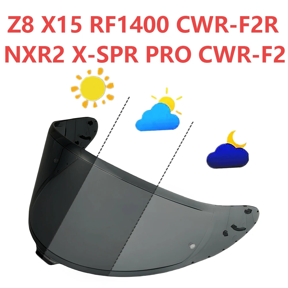 RF1400 عدسة فوتوكروميك ل SHOEI Z8 X15 RF1400 CWR-F2R NXR2 X-SPR PRO CWR-F2 خوذة قناع الملحقات عدسة استبدال UV قطع