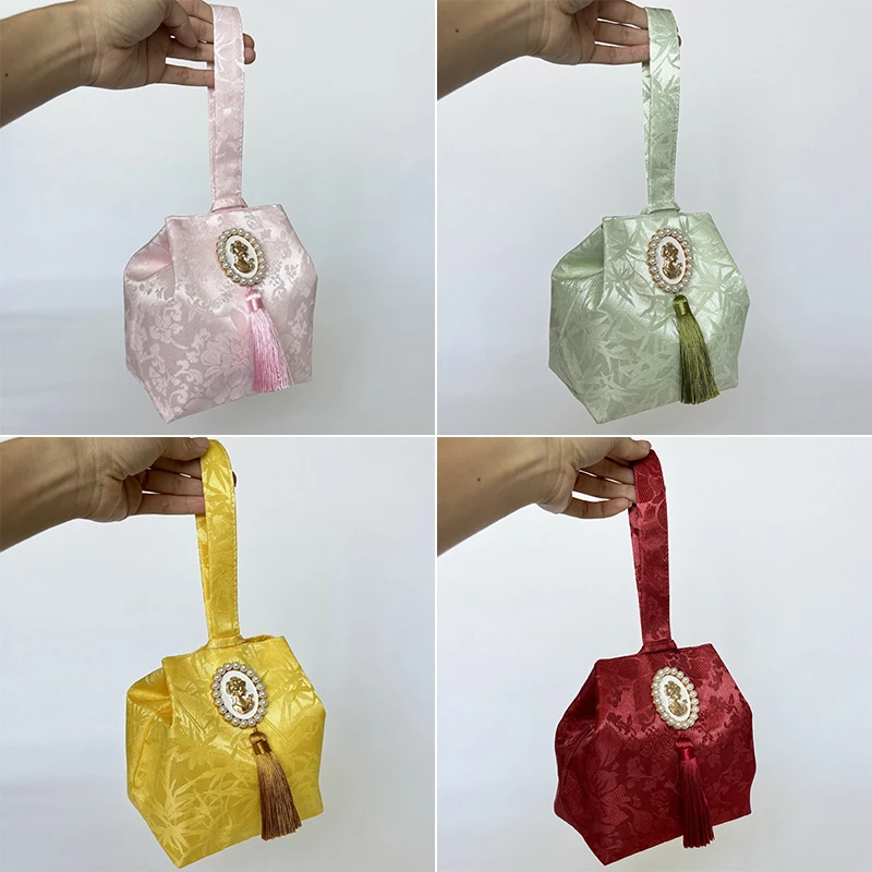Beautiful Elegant French Pink Gift Tote Pouch Aesthetic Wedding Party Women's Holiday Souvenir Gift Tassel Bag Packaging Bag