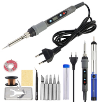 80W Digital Display Electric Soldering Iron Kit Set Adjustable Temperature  Welding Tool Solder Iron Head Desoldering Pump Set