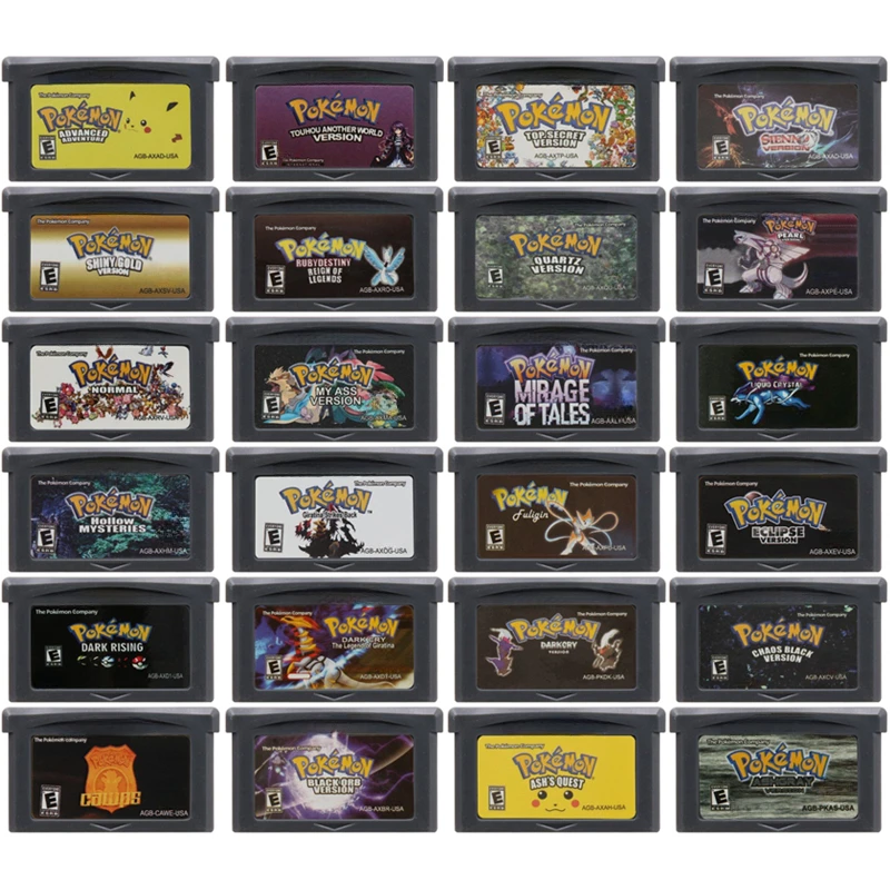 GBA game cartridge,32-bit video game console card,Pokémon Fuligin AshGray Liquid Crystal My Ass US version. For GBA/NDS