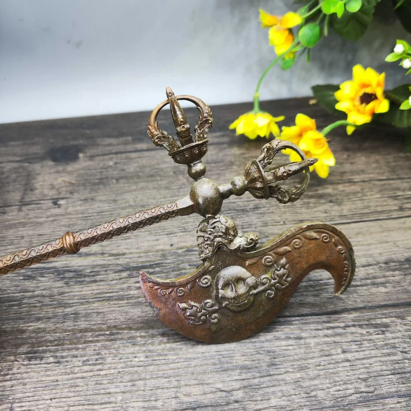Vajra , hollow-handled mother scepter, Nepalese decorative craft, handmade from copper and pure silver, tantric Vajr