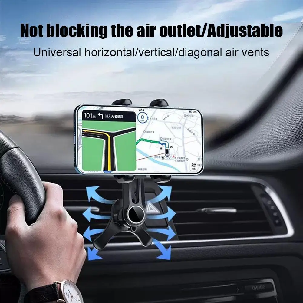 Car Air Outlet Vent Phone Holder Gravity Sensing Smartphone Degree Vent Bracket Mount Car Phone Rotation 360 Hook Stand L4H1