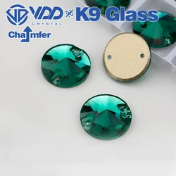 VDD Rivoli S114 Green Zircon Top Quality K9 Glass Sew On Rhinestones Crystal Flatback Sewing Stones For Garment Accessories