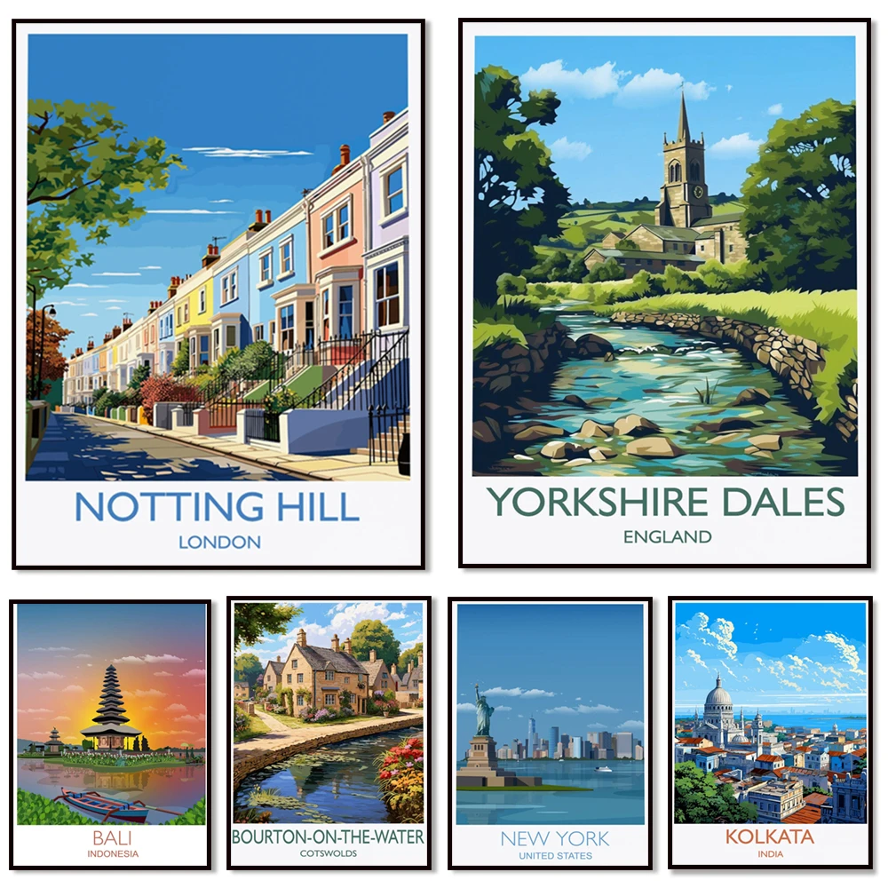 

Amalfi, New York City, Calcutta, Snowdonia, Bali, Dubai, Cornwall, Vienna, Notting Hill, Burton on the Water, Devon travel poste