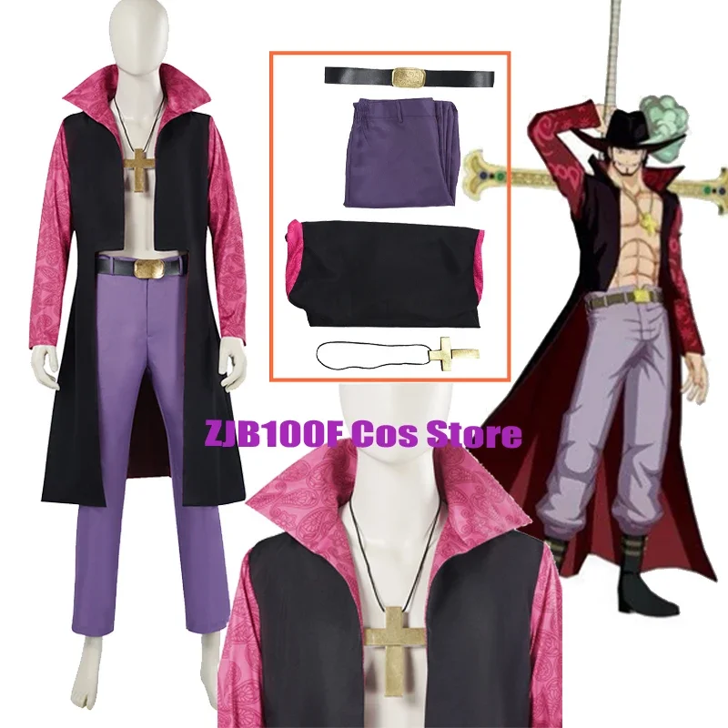 Dracule Mihawk Cosplay Anime Piece Steven John Ward Men Jacket Pants Belt Outfits Halloween Carnival Fantasia Disguise Suit&J1