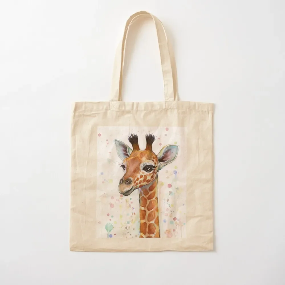 

Baby Giraffe Watercolor Painting, Nursery Art Tote Bag tote bags aesthetic tote bag women Bag