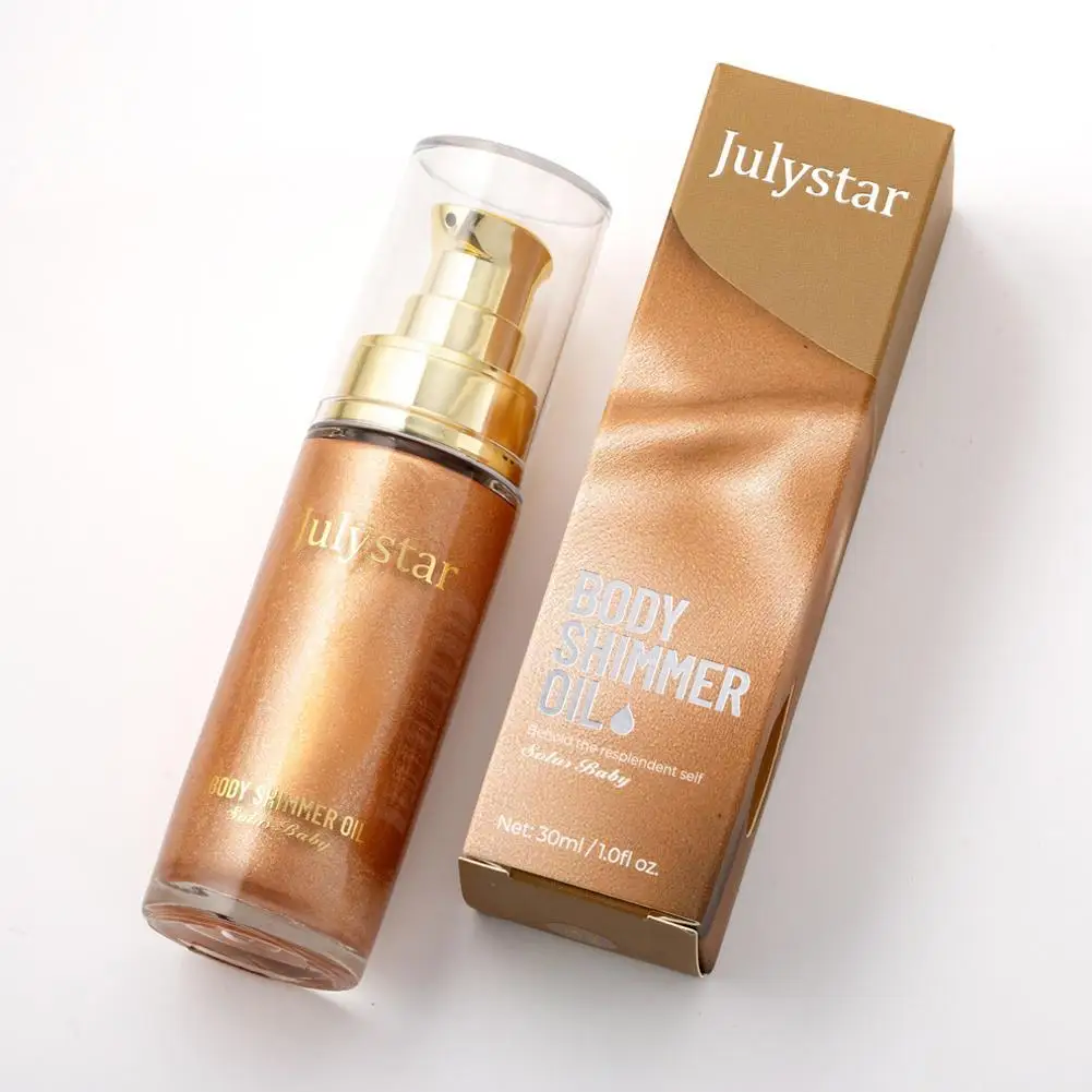 

$Colors Pearl Rose Gold Shimmer Oil Highlighter For Face Body Glow Bronzer Illuminator Liquid Makeup Shine Brightener