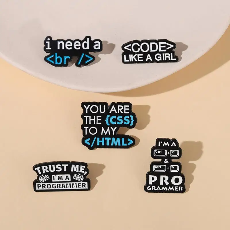 Programmer Enamel Pins Custom Creative Codes Puns Brooches Lapel Badges Funny I Need a Break Jewelry Gift for Kids Friends