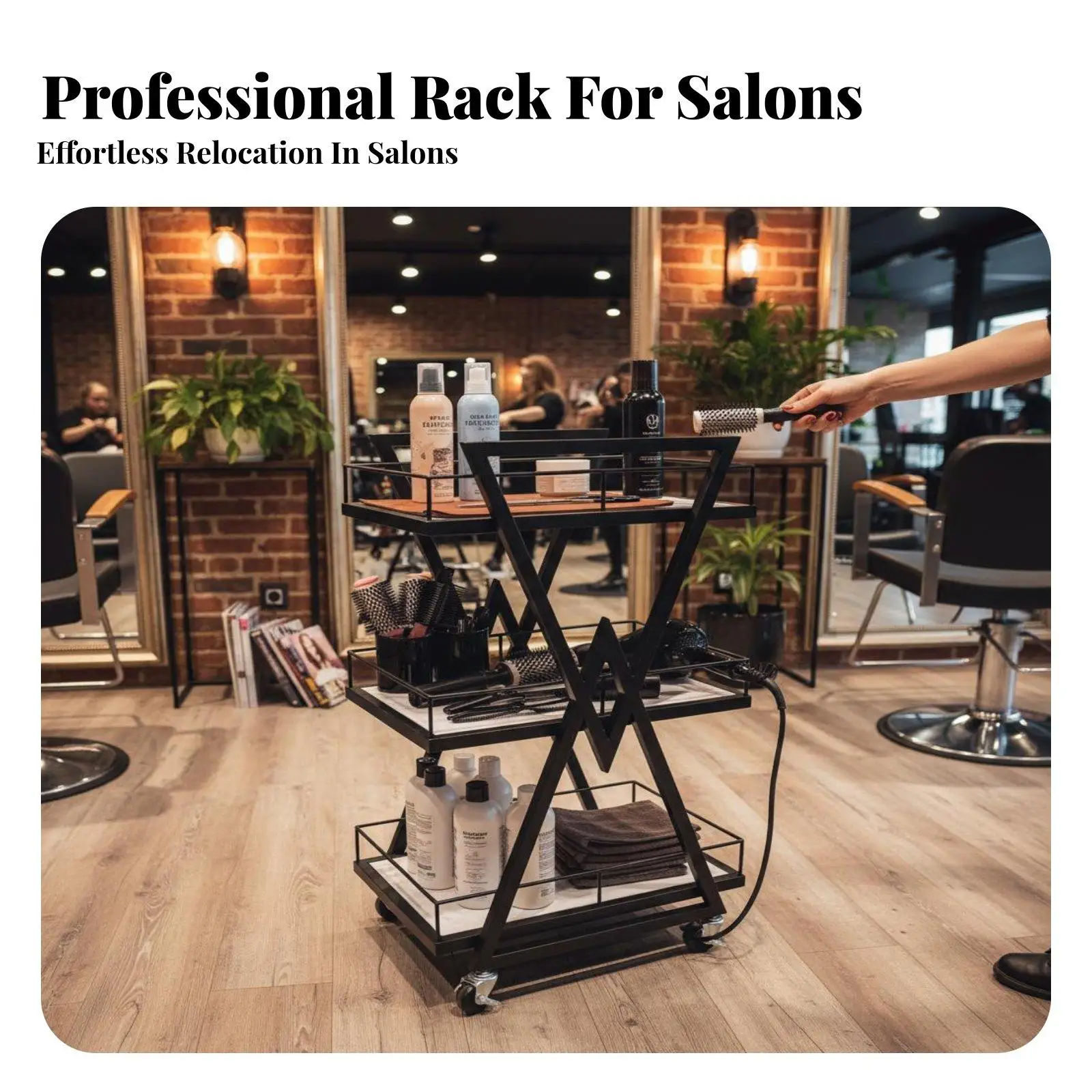 Salon Assistance Trolley Easy Assemble Multi-Tier Rolling Cart 3-Tier Rolling