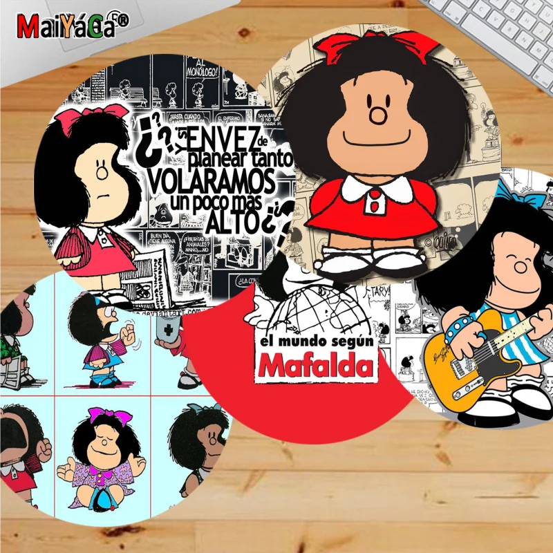 

Mafalda Mousepad Round Custom Skin Office Computer Desk Mat Table Mouse Pad Laptop Cushion Non-slip Office Desk Accessories