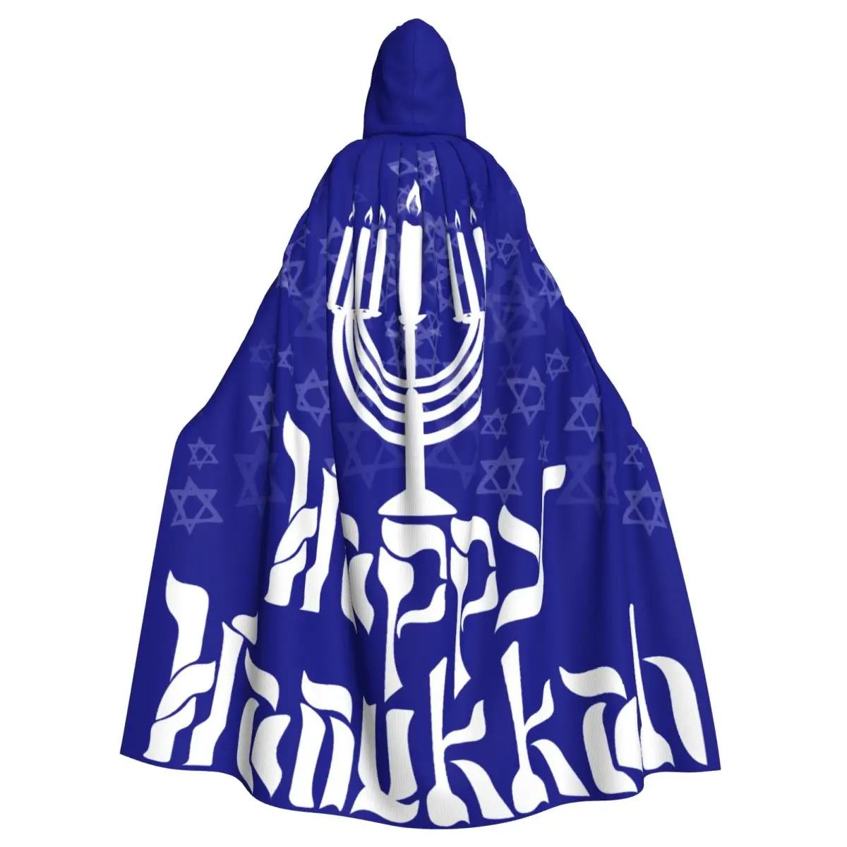 Adult Vampire Cape Hooded Robe Israel Jewish Nine Candlestick Candelabrum Halloween Cloak Full Length Cosplay