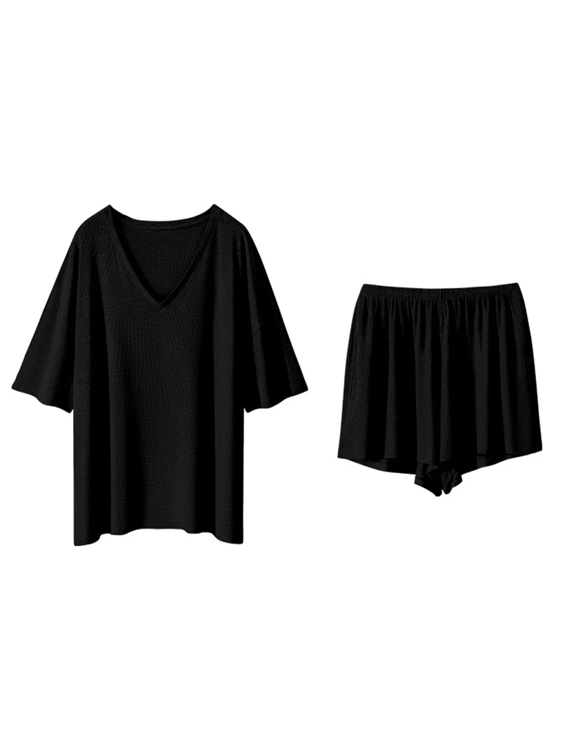 

Modal Women's Nightgown ort Sve V-Ne Home Clothing Set ColorPlusSize with Chest Pad Summer Thin Women's Pyjamas