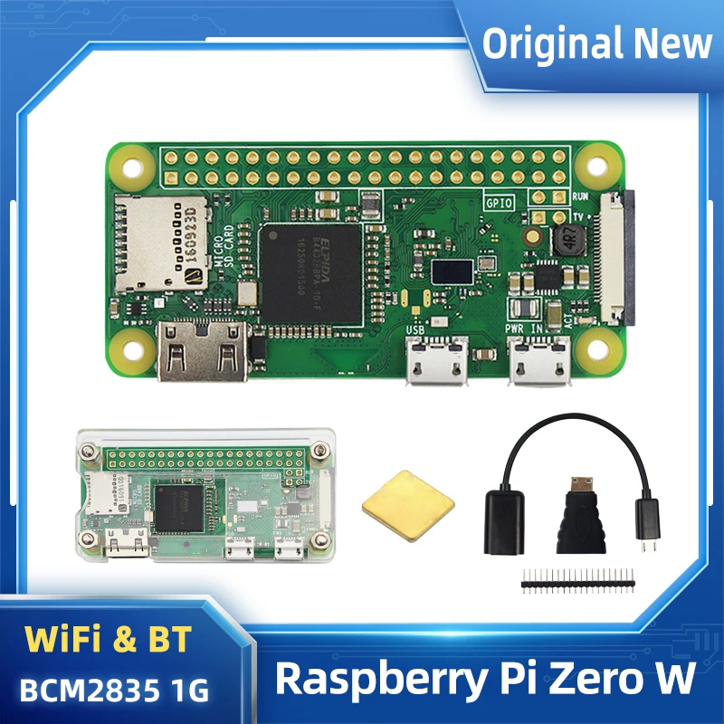 Raspberry Pi Zero W 1GHz BCM2835 CPU 512M RAM WiFi Bluetooth-compatible Optional Heatsink Case Screen Camera Power Supply