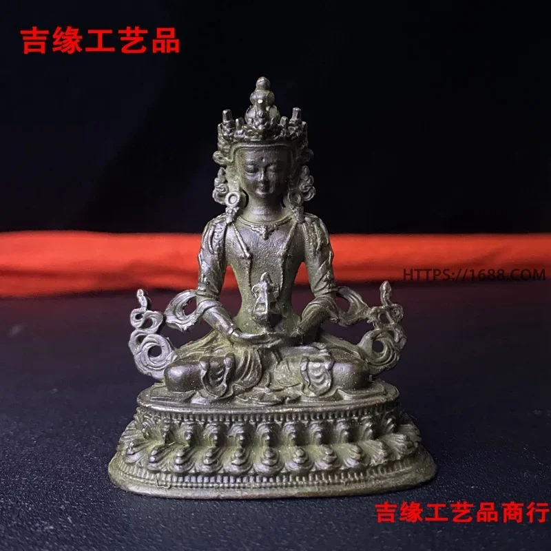 Vintage Four-Arm Guanyin Tibetan Buddha Statue Living Room Home Desktop Decoration Small Ornaments