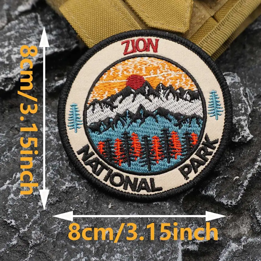 ZION NATIONAL PARK Embroidered Patch with merrow border, Sewable Applique for Clothing and Accessories