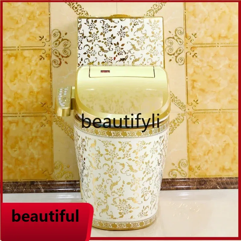 

F156 European retro gold smart toilet with instant heating seat cover and body cleaner, fully automatic cleaning and drying