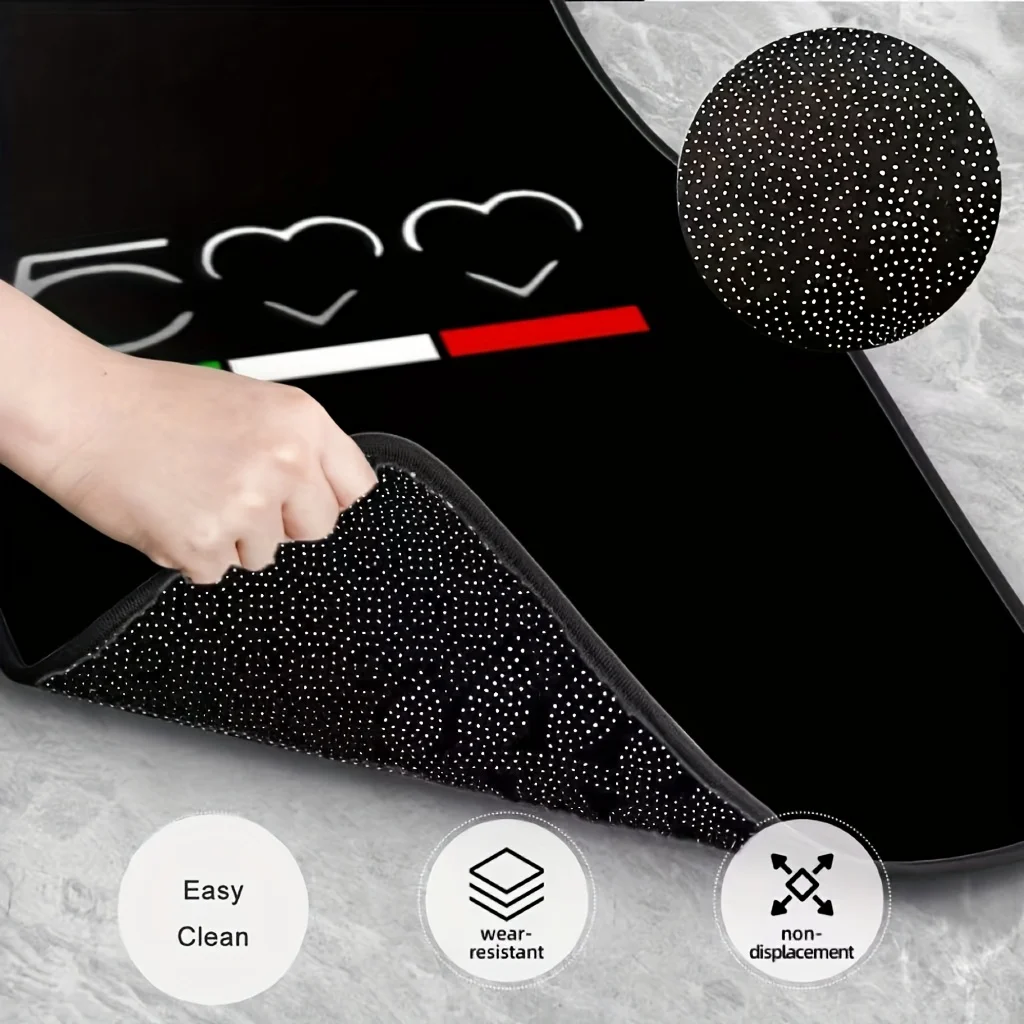 مجموعة مكونة من 4 سجادات أرضية سيارة ممتازة تتميز بتصميم كلاسيكي لـ 500 شعار - مناسبة لجميع موديلات المركبات، عالمية للجبهة #5