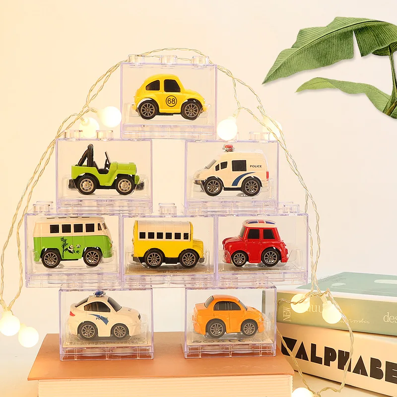 Children's Pull Back Car Q Version Cartoon Mini Alloy Car Model Toy Bus Police Car  Toys Boys Educational Gift