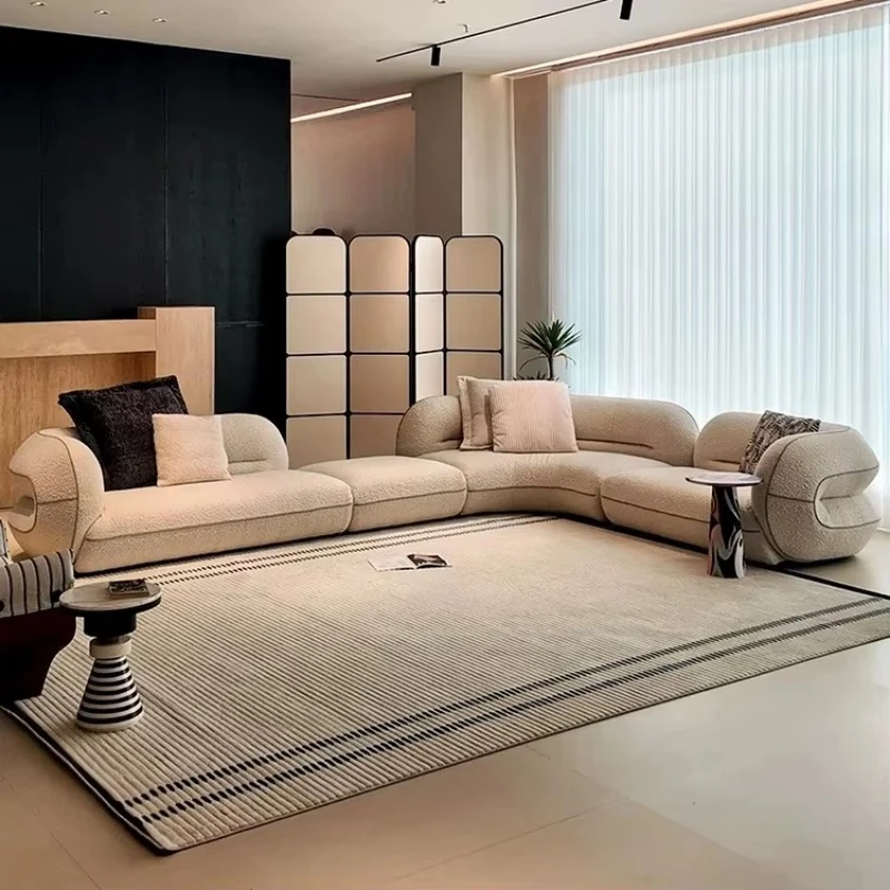 Modern simple fabric sofa new large seat deep living room curved sofa