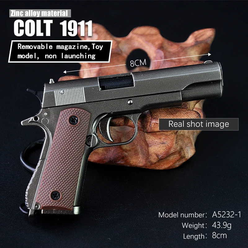 

1: 3 Semi Alloy m1911 Pistol Shell Throwing Mini Metal Gun Models Detachable Toy Gun Ornament Pendant Fake Gun for Adult Gift