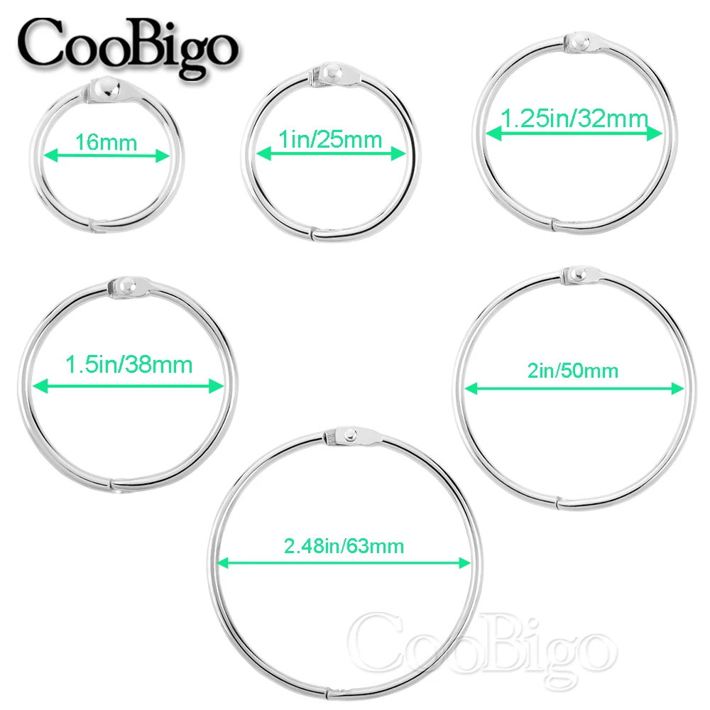 5pcs Metal Binder Ring DIY Albums Loose-leaf Book Hoops Clip Opening O-Rings Keychain Keyring Office Binding Supplies 16mm-63mm