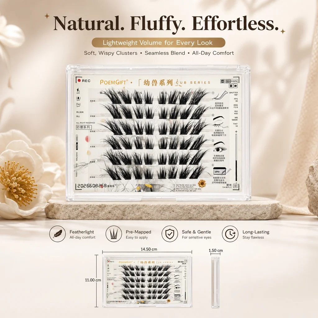 6rows Foxes Style False Eyelashes Synthetic Fiber Lashes C Curl Natural Volume For Daily Makeup Party Reusable Lightweight Lash
