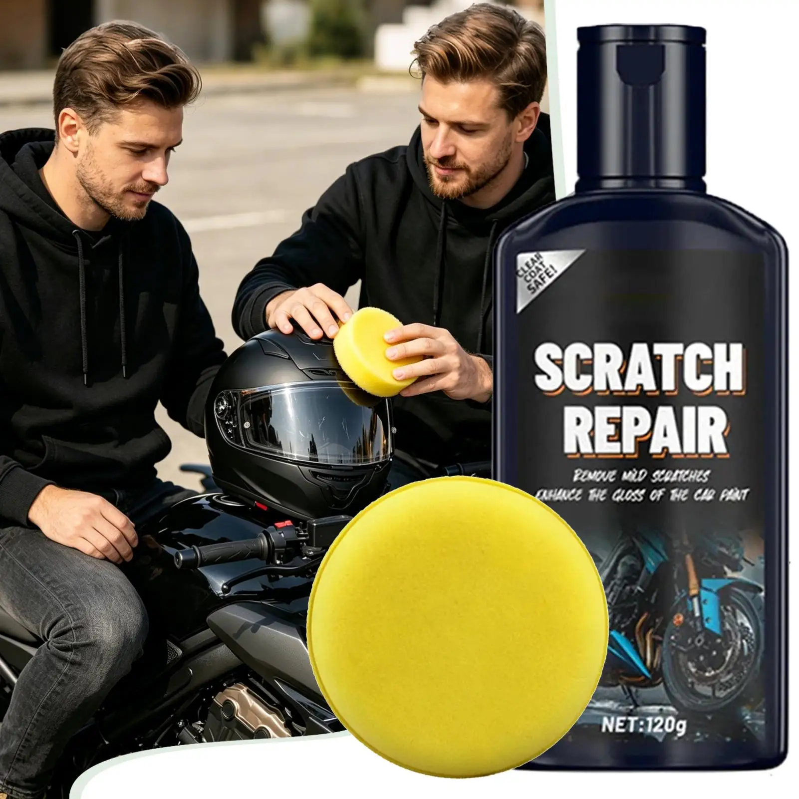 120g Motorcycle Helmet Scratch Remover Paste With Sponge Gloss Repair Polishes For Gloss Care Motorcycle Helmet Goggles