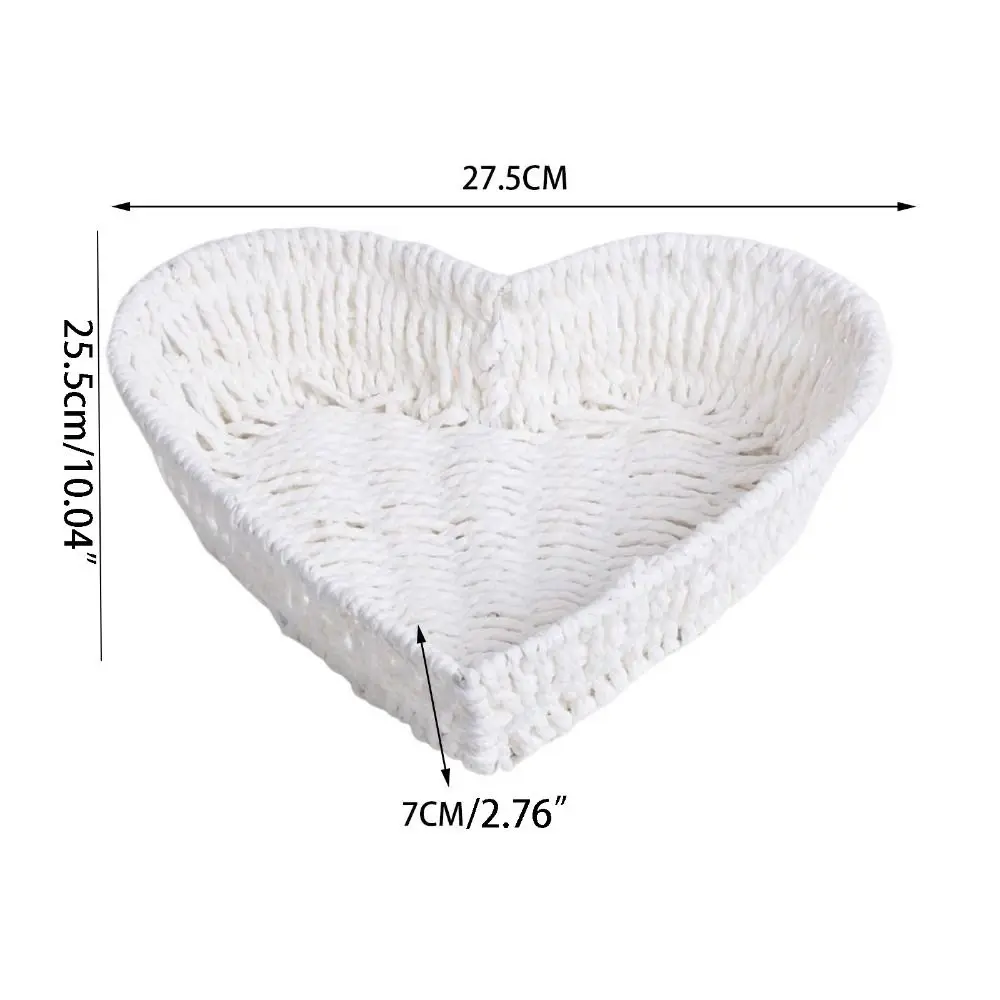 Easy to Use Stackable Woven Storage Basket Chic Sturdy Heart Shape Basket Handmade Paper Rope Fruit Plate Snack Storage