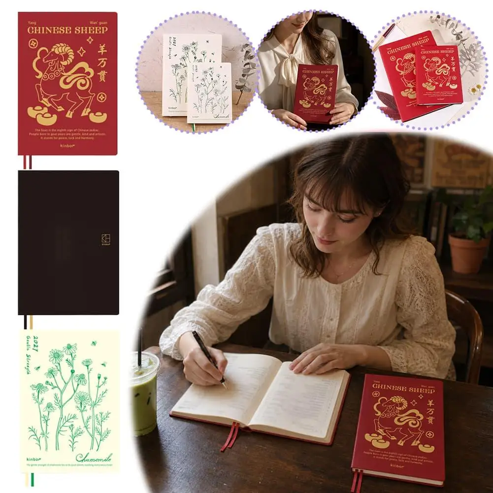 Kinbor 2027 Année de la Chèvre Agenda Limité A5 A6 Papier Bachuan 52g Journal hebdomadaire et mensuel daté Carnet de notes