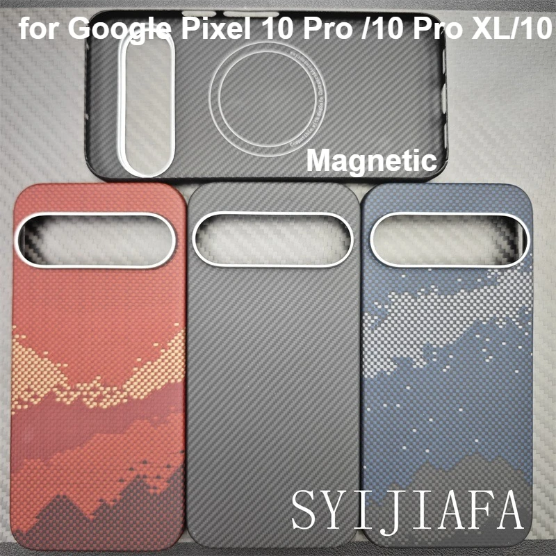 

Carbon Fiber Magnetic Case for Google Pixel 10 Pro / 10 Cases Magnetic Metal Ring Ultra-thin Aramid Fiber Cover