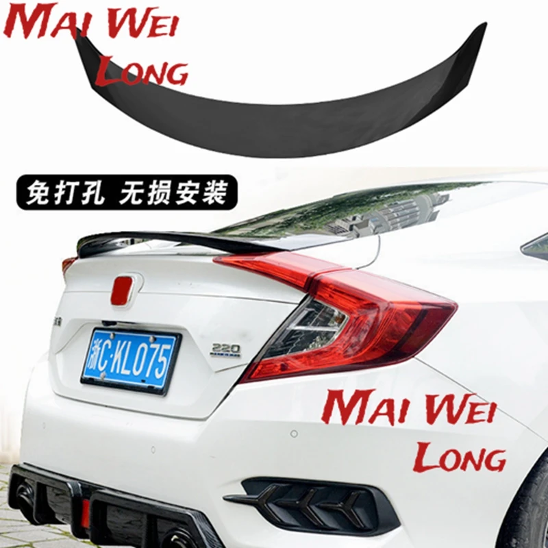 For Honda Civic 2016-2018 Spoiler High Quality ABS Plastic Rear Boot Trunk Wing Cover Unpainted Primer Color Rear Spoiler