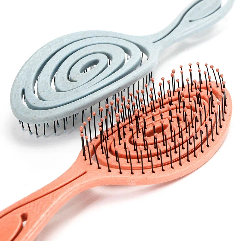 

Relaxing Elastic Massage Comb Portable Hollow Hair Combs Scalp Massage Brush Salon Styling Tools Solid Color Circular Hair Brush
