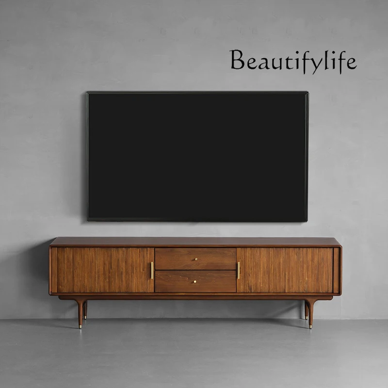 Nordic retro style drawer TV cabinet/walnut color high-end storage side cabinet