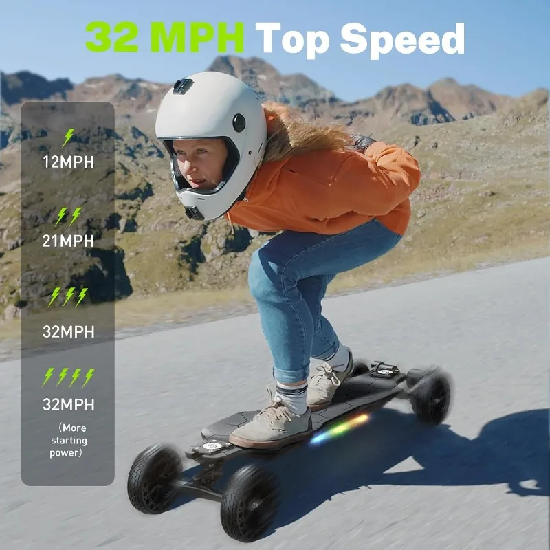 V4/V6/V6pro/V8/V10 Electric Skateboard with Remote, 250W/450W/500W/1200W/3000W Brushless Motor, 9Mph/12Mph/30 Mph /32M image 3