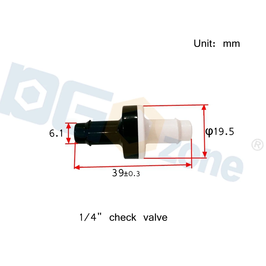 Válvula de retención de diafragma de plástico, conector unidireccional de Aire líquido, materiales ABS, 3/16, 3/8 y 1/4 pulgadas