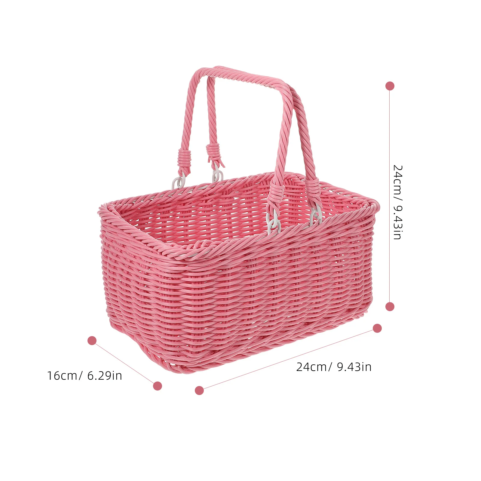 سلة نزهة منسوجة يدويًا، سلة تخزين من الخيزران، حامل أشتات محمول، تصميم فني لزهرة الفاكهة والخضروات