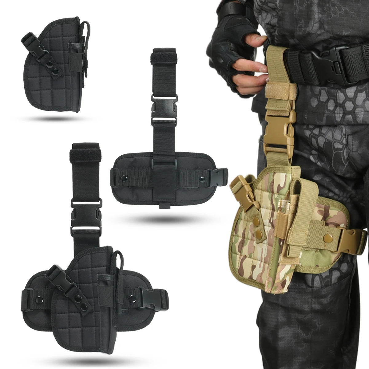 

Tactical Leg Holster Set WaistThigh Mounted Pistol Gun Bag Multipurpose Outdoor Sports Pouch for COS Costume Shooting Gear