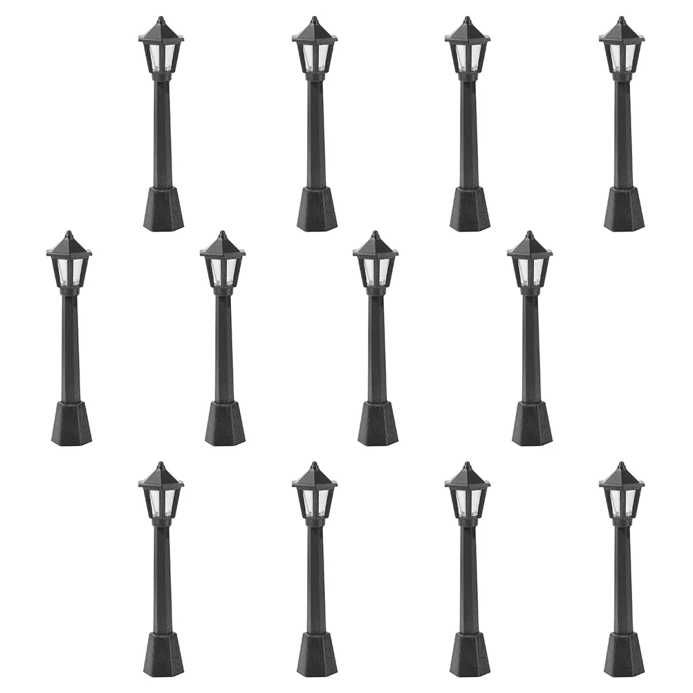 12 Pcs Mini Street Light Miniature Decoration Model High Quality Landscape Lamp Plastic Microscopic Streetlight