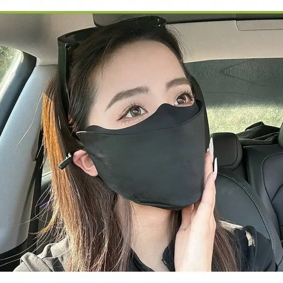 

2pcs Women UV Protection Sunscreen Face Mask Ice Silk Summer Fashion Mask