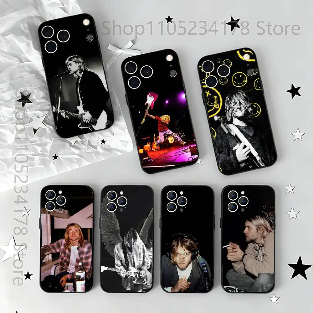 

K-Kurt Singer C-Cobain Phone Case For iPhone 17,16,15,14,13,12,11,Pro,Max,Plus,E,Air,Mini Black Shockproof Funda Cover