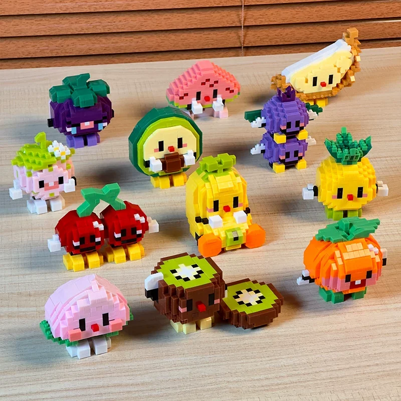 Obst-Bausteine DIY Mini-Obst-Serie Montage-Puzzle-Modell Lernspielzeug Party-Dekorationen Weihnachtsgeschenke