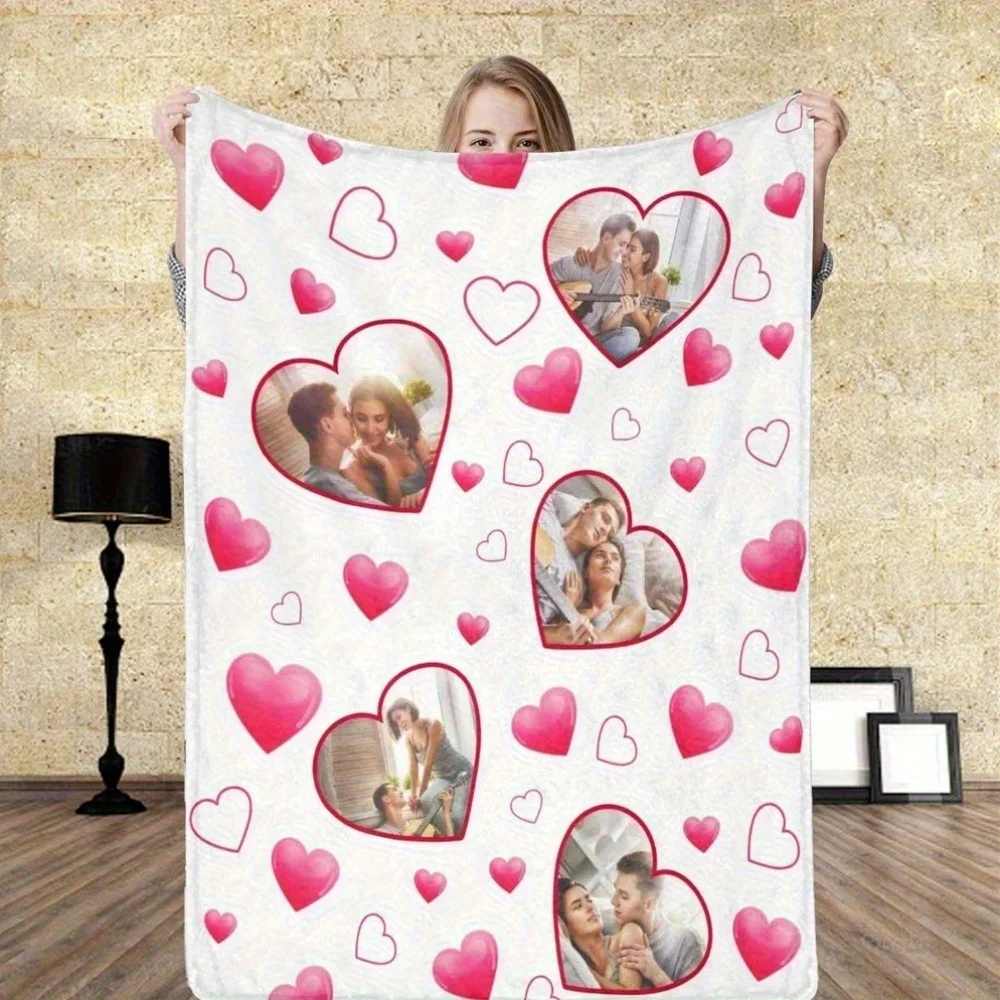 Couverture personnalisée avec photo, texte ou image sur mesure – Cadeau idéal pour anniversaire, mariage, ou commémoration d'un animal de compagnie