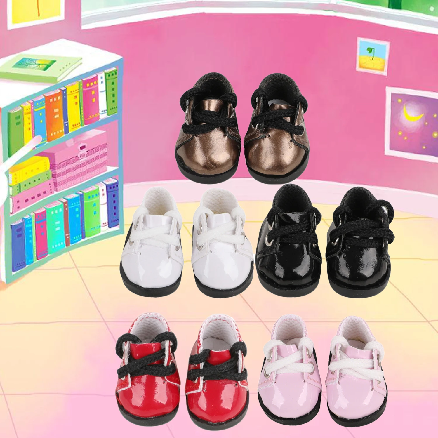

17cm Labubu Glitter Doll Shoes 3.8cm Lace-up Pu Leather Shoes For V1 V2 Labubu Dolls Accessories Outfit For Cotton Toy Girl's