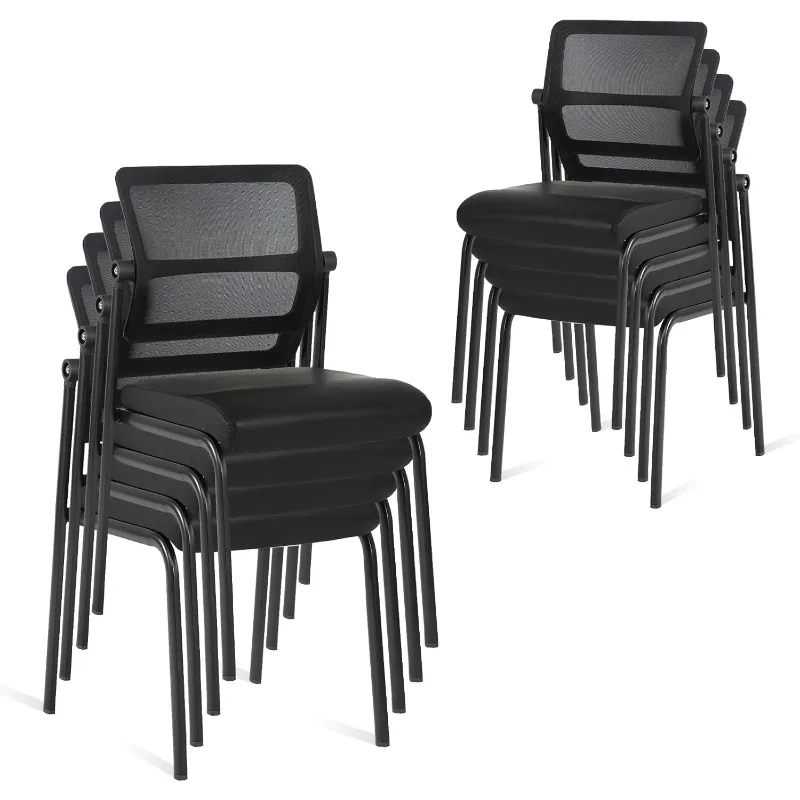 

Штабелируемый стул для зала ожидания с регулируемой сетчатой спинкой, офисные стулья для приема гостей без подлокотников с кожаной подушкой a