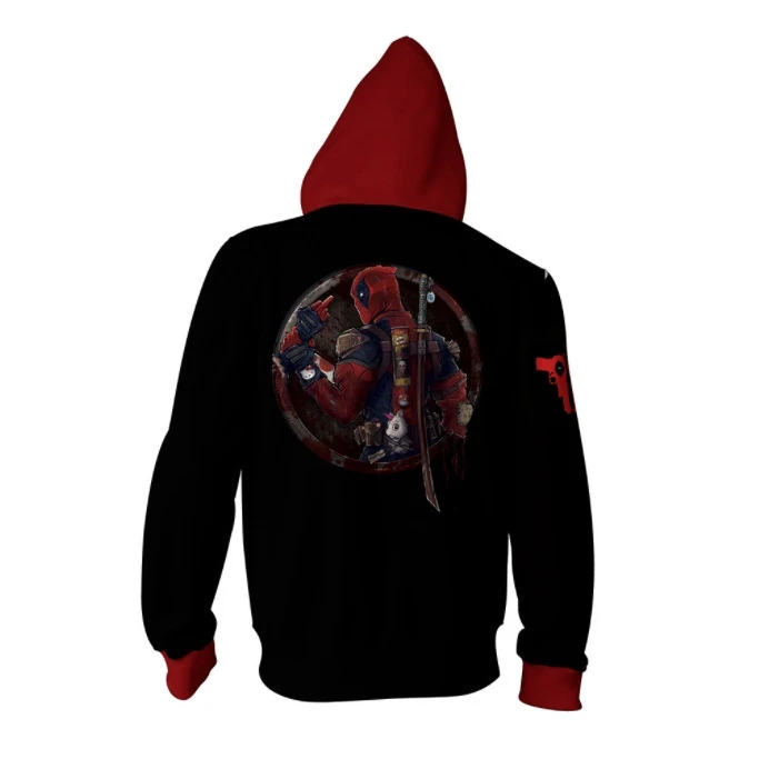 2024 Winter Marvel Movie Men's Hoodie 3D Printed Deadpool Pattern Sportswear with Zipper Street Fashion Casual Men's Hoodie