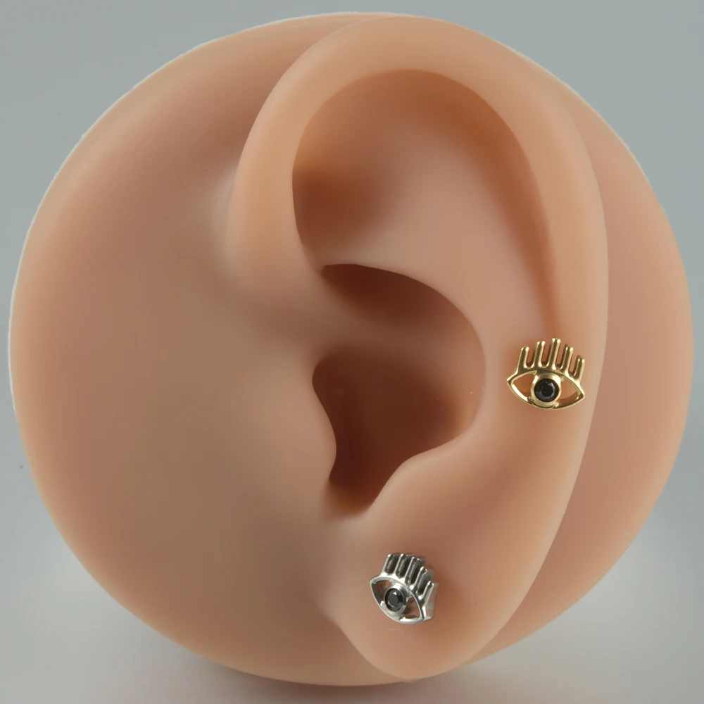 1PC G23 tytanowy bezgwintowy Push In Labret wargi pierścienie krzyż ważka chrząstka ucha Tragus Helix kolczyk płatek Piercing biżuteria