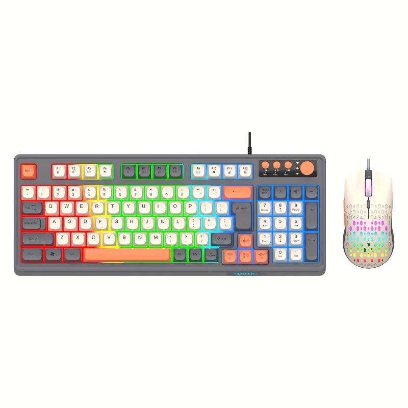 Kit de jeu filaire 2 pièces: clavier et souris ROG avec rétroéclairage USB arc-en-ciel, Compatible avec PC, ordinateur portable, PS4, PS5